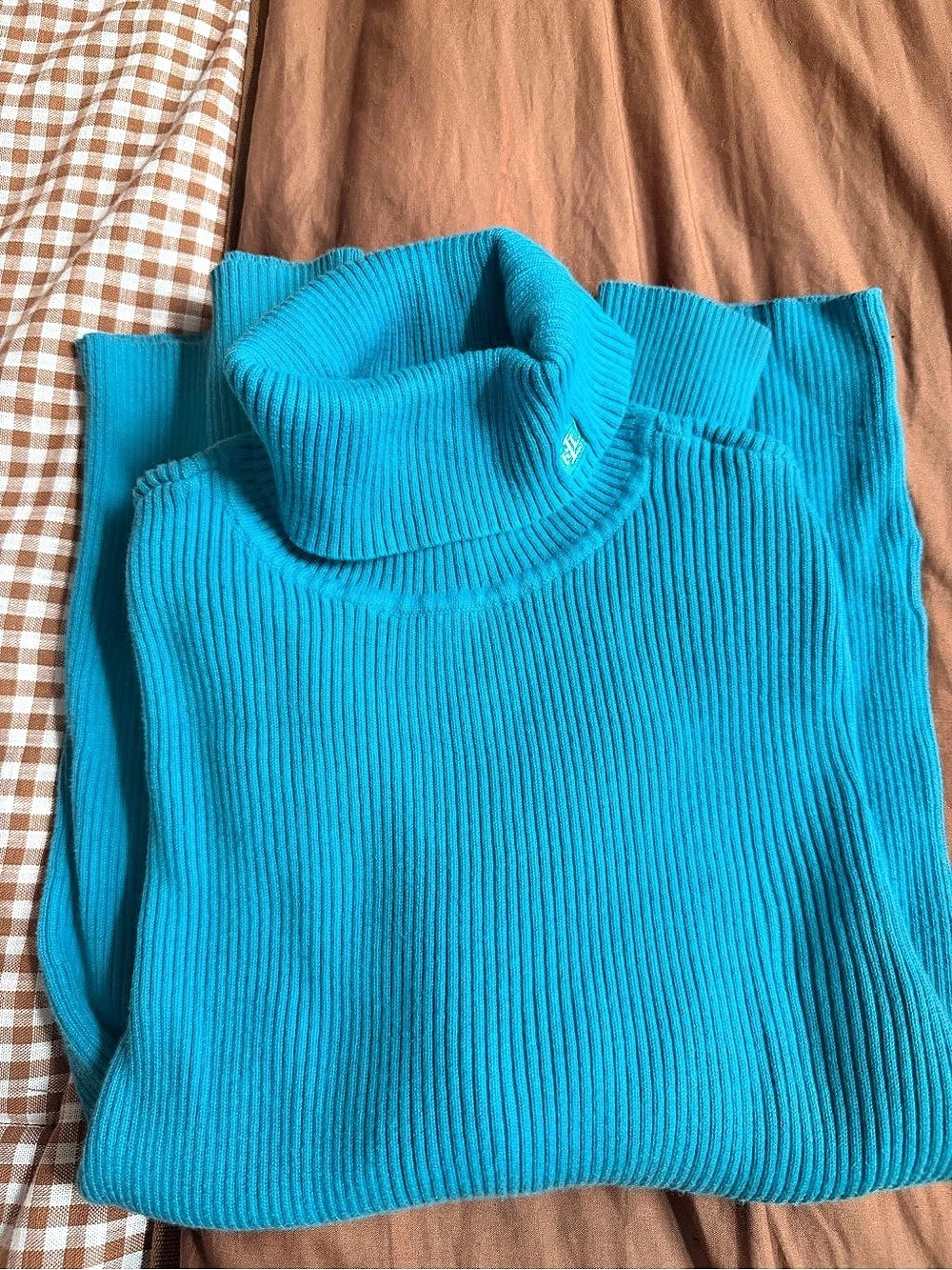 Lauren Ralph Lauren Ribbed Turtleneck Sweater Blue Small